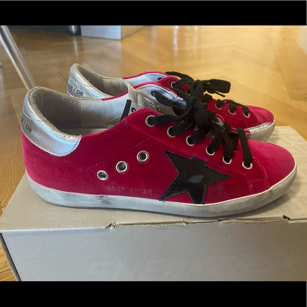 Authentic Golden Goose Superstar Sneakers Pink Velvet Size 36